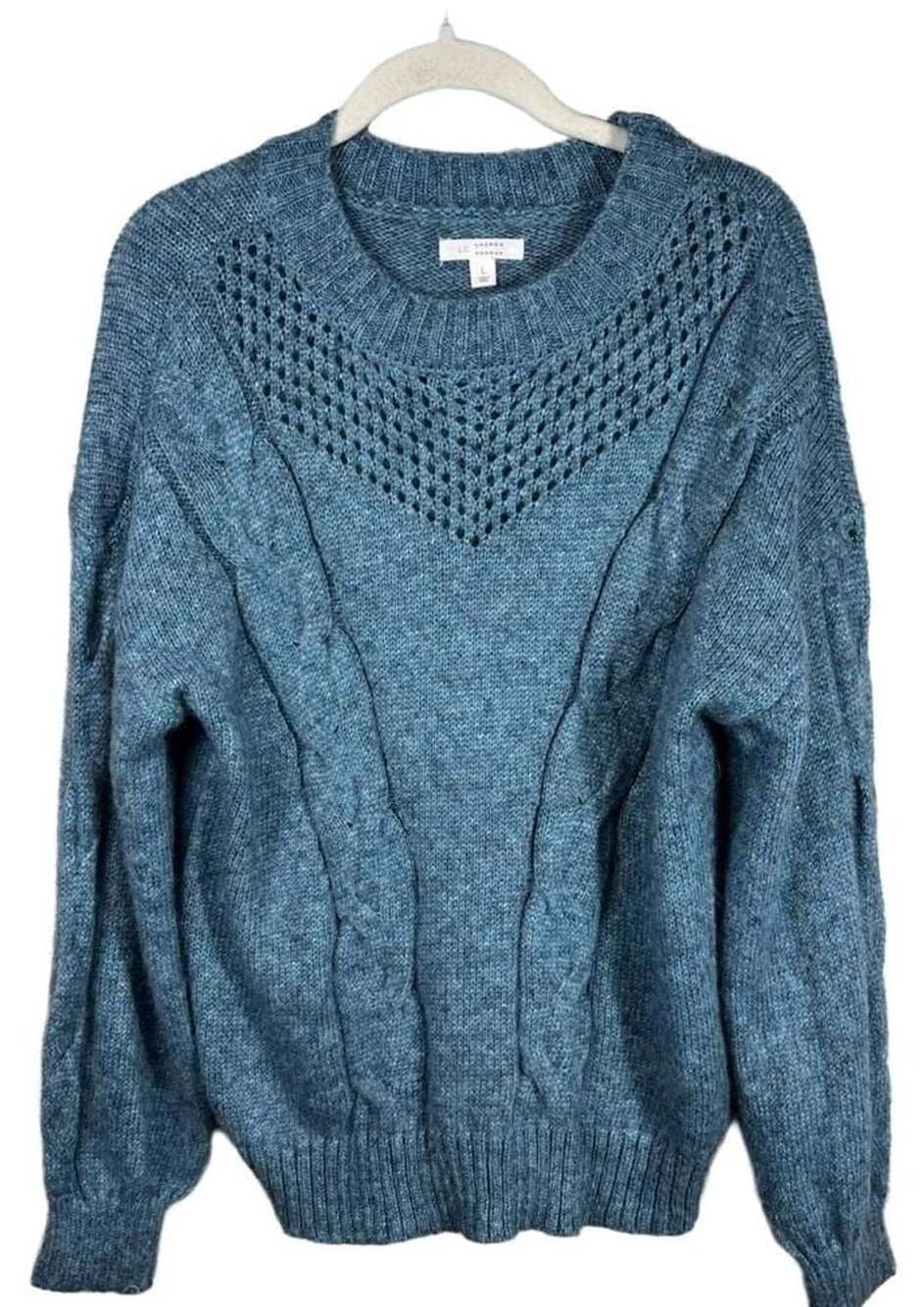 LC Lauren Conrad Cable Knit Sweater Size L Blue